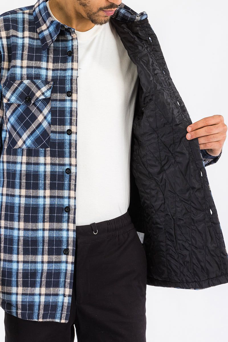 Checkered Plaid Quilted Flannel Jacket - Dandruff Hiding Pattern