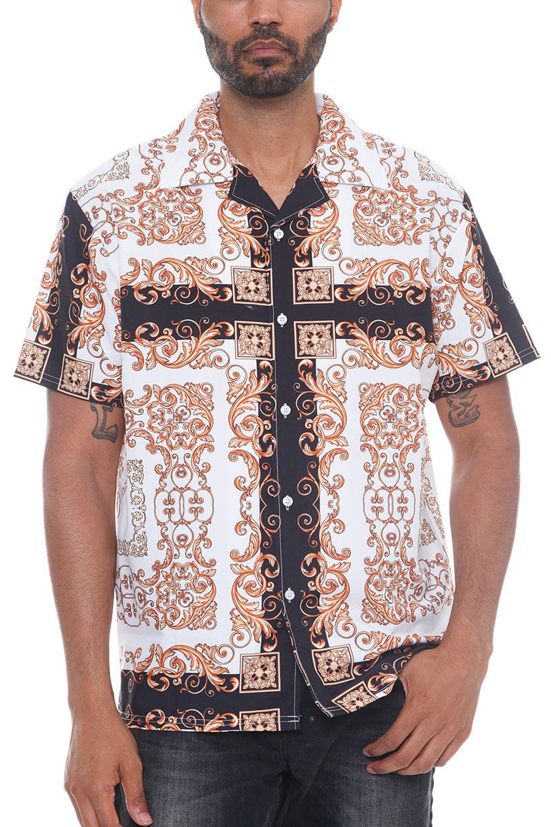 Men's Paisley Print Button-Down Shirt