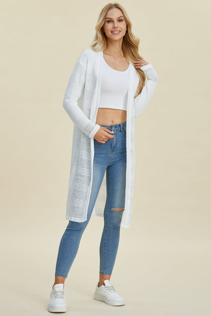 Full Size Open Front Longline Cardigan