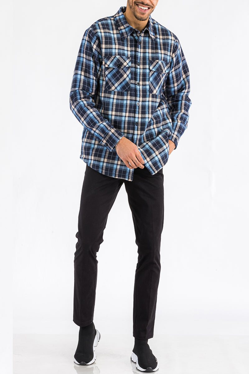 Checkered Plaid Quilted Flannel Jacket - Dandruff Hiding Pattern