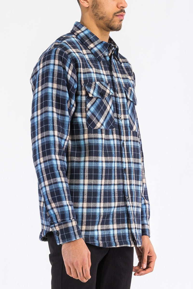 Checkered Plaid Quilted Flannel Jacket - Dandruff Hiding Pattern