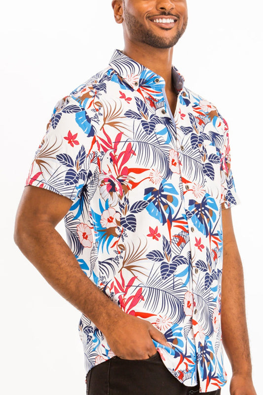 Hawaiian Print Short Sleeve Shirt – Flake-Free Tropical Vibes