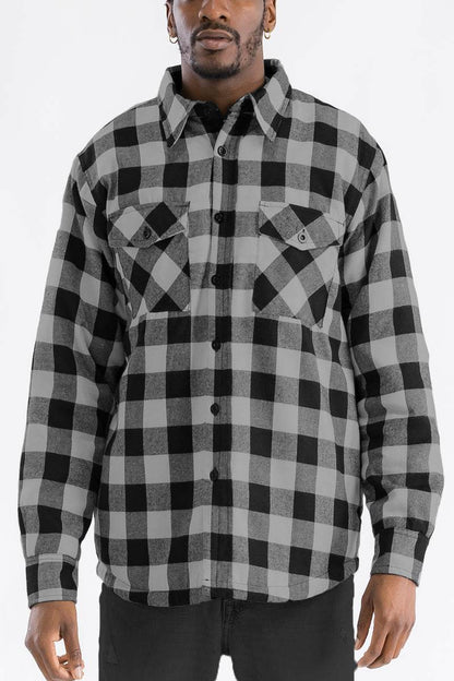 Checkered Plaid Quilted Flannel Jacket