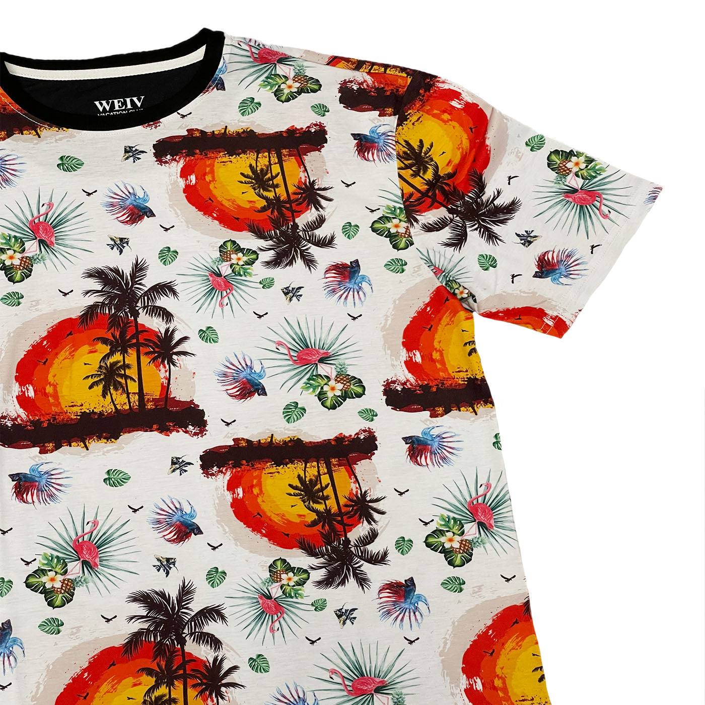 All Over Hawaiian Tropical Summer Print T-Shirt