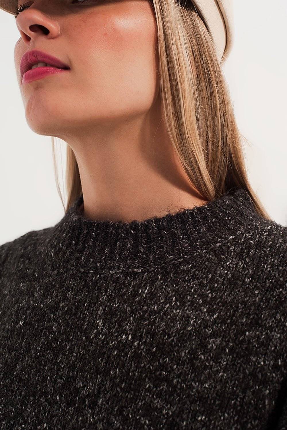 Black Sweater With Round Collar - Flaykr