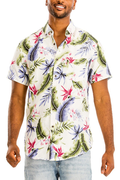 Hawaiian Print Short Sleeve Shirt – Flake-Free Tropical Vibes