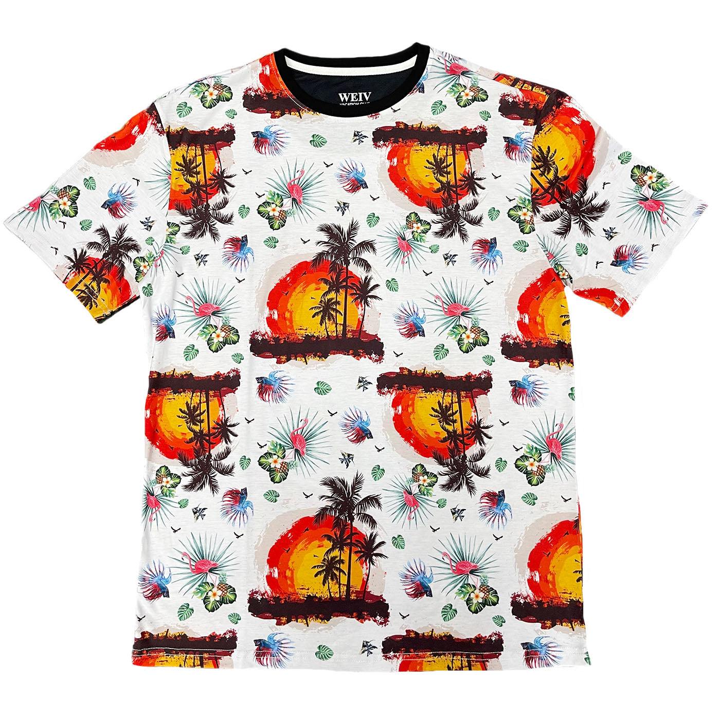 All Over Hawaiian Tropical Summer Print T-Shirt