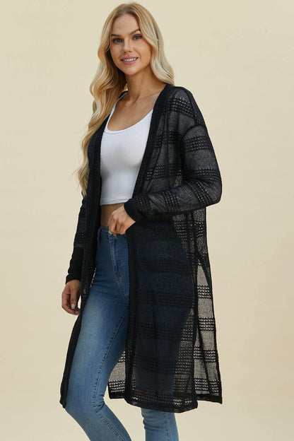 Full Size Open Front Longline Cardigan