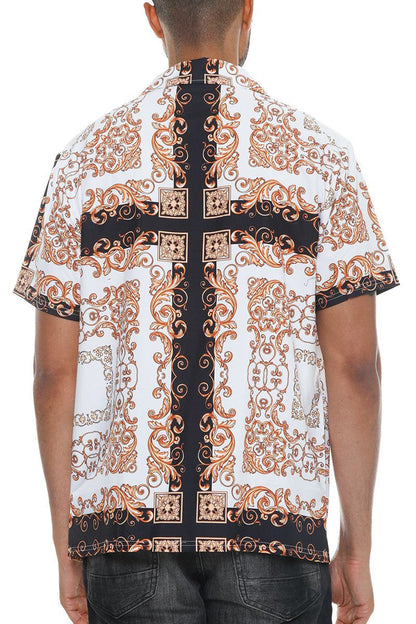 Men's Paisley Print Button-Down Shirt