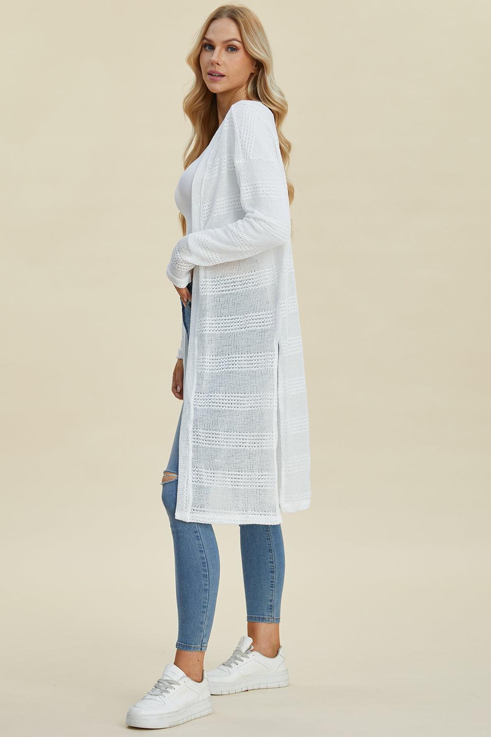 Full Size Open Front Longline Cardigan