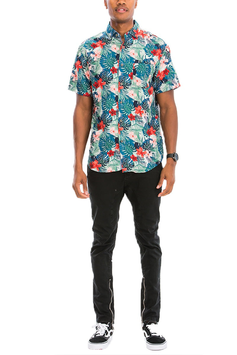 Hawaiian Print Short Sleeve Shirt – Flake-Free Tropical Vibes